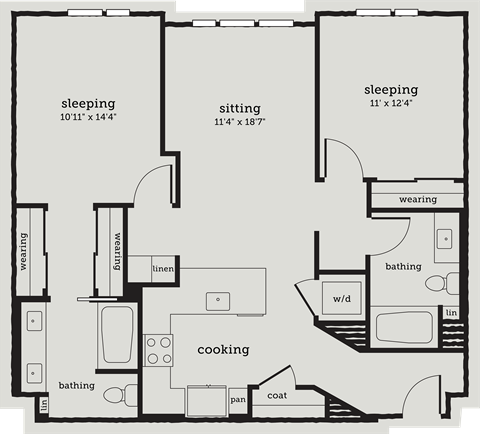a floor plan of a room with a bedroom and a living room